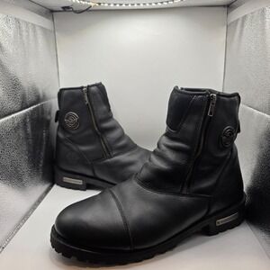 Milwaukee Leather Mens MBM102 Black Leather Dual Zipper Biker Boots Size 14
